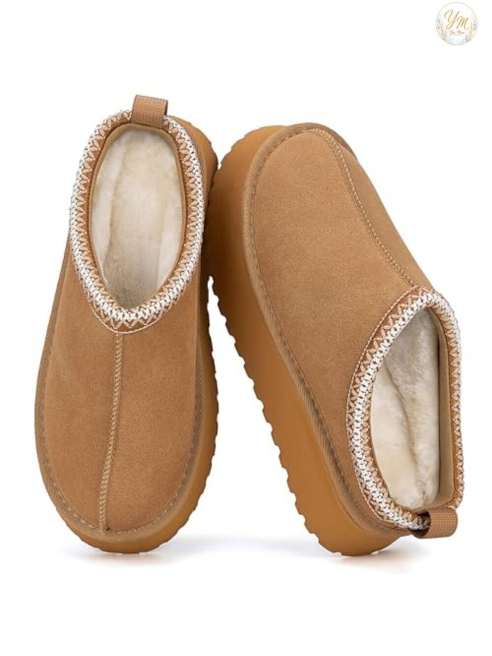 Women's Suede Slippers Faux Fur Lined Cozy Slip-on Clog House Shoes
